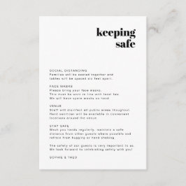 Cartão De Informações Diretrizes de Segurança Covid | Casamento Retro Mo