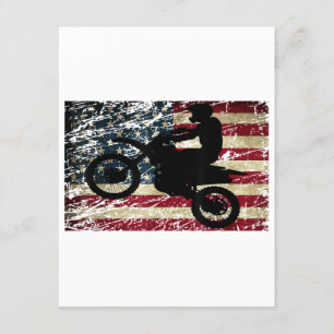 Cartão De Informações Dirt Bike USA Flag T-Shirt Motocross American Flag
