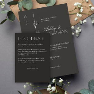 Cartão De Informações Divisor Floral Orgânico Moderno Casamento
