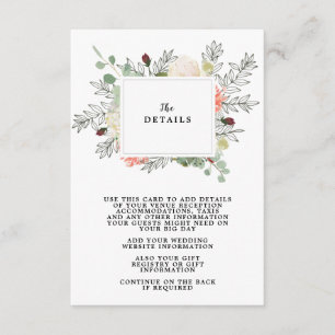 cartão de informações do boho floral