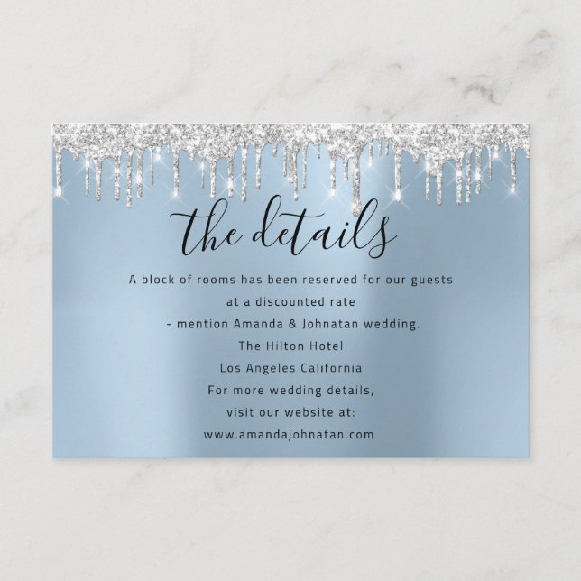 Cartão de Informações do Casamento Azul (Frente)