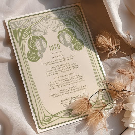 Cartão de Informações do Casamento vintage Art Nou