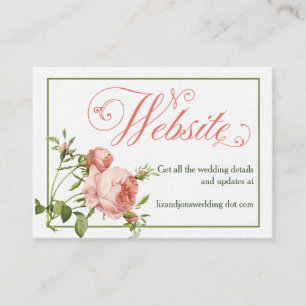 Cartão de Informações do Site de Casamento de Rosa