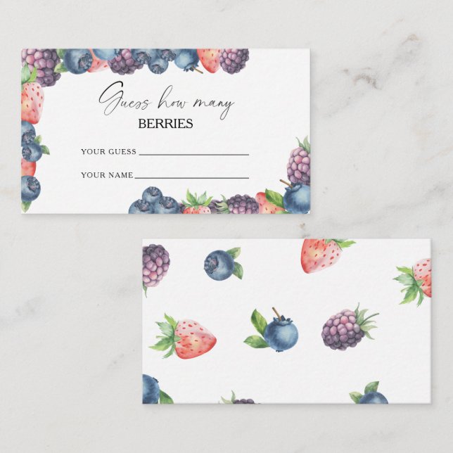 Cartão De Informações Doce baga - adivinhe quantas bagas jogo da noiva (Frente/Verso)