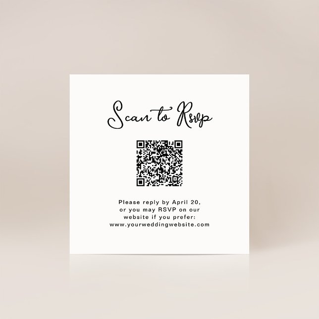 Cartão De Informações Doce e Whimsical | RSVP com código QR (A sweet and simple wedding rsvp card with scannable QR code)