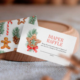 Cartão De Informações Doce Fralda de Natal Raffle Chá de fraldas