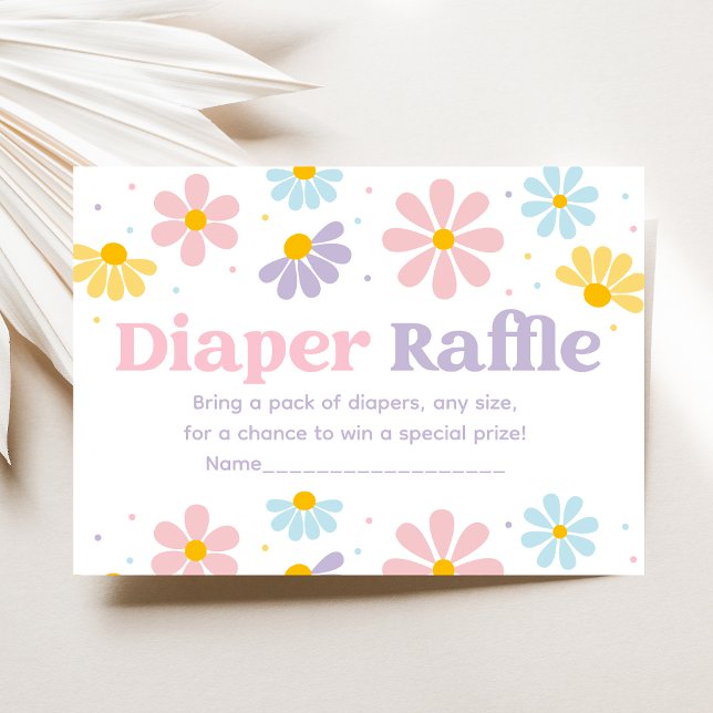 Cartão De Informações Doce Pastel Daisy Chá de fraldas Raffle (Criador carregado)