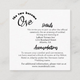 Cartão De Informações Dois Se Tornam Um Branco