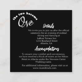 Cartão De Informações Dois Se Tornam Um Preto