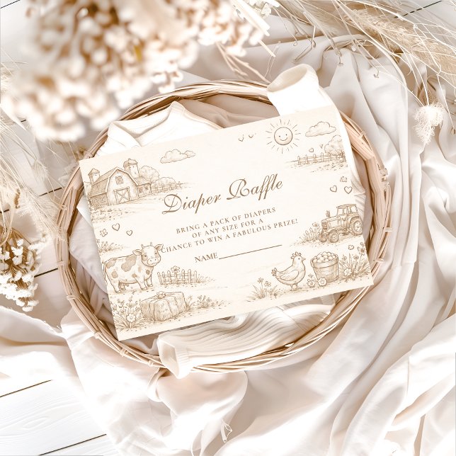 Cartão De Informações Doodle Whimsical Country Farm Diapper Raffle (Criador carregado)