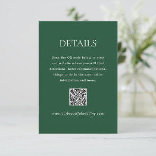 Cartão De Informações Dorothy Emerald Green Elegant Wedding