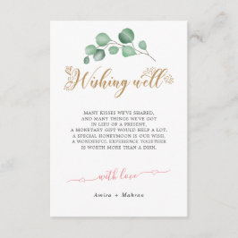 Cartão De Informações Dourada Greenery Wishing Weding Welcard