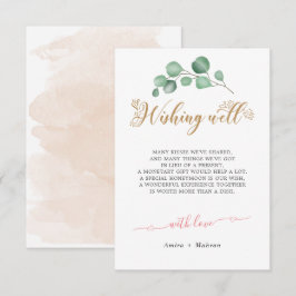 Cartão De Informações Dourada Greenery Wishing Weding Welcard