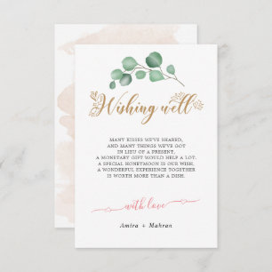 Cartão De Informações Dourada Greenery Wishing Weding Welcard