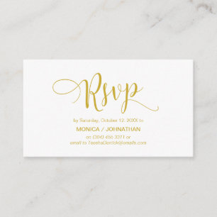 Cartão De Informações Dourado Amarelo bonito, RSVP Recepção de casamento