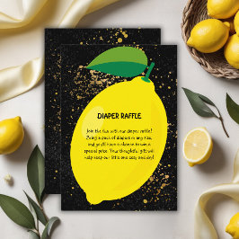 Cartão De Informações Dourado Chá de fraldas de Lâmpadas de Lêmon