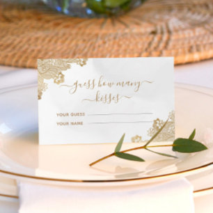 Cartão De Informações Dourado creme de rendas adivinha quantos beija o j