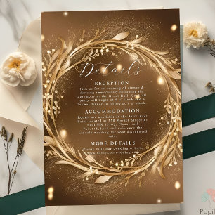 Cartão De Informações Dourado do amor Casamento Romântico de Glam