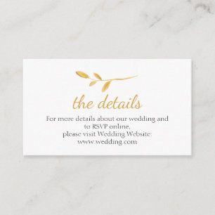 Cartão De Informações Dourado galho elegante. Detalhes do Site de Casame