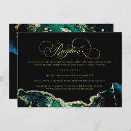 Cartão De Informações Dourado Green Black Reception Directions