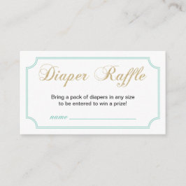 Cartão De Informações Dourado & Mint | Bilhete de Fralda de Rapaz