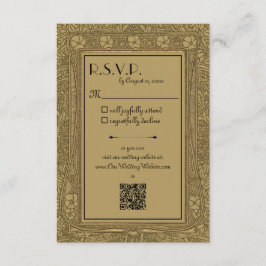 Cartão De Informações Dourado Requereu Resposta Art Nouveau