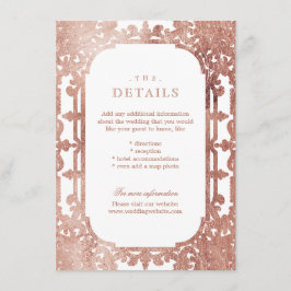 Cartão De Informações Dourado rosa elegante ornamentado detalhes de casa