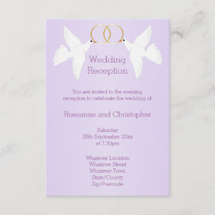 Cartão De Informações Doves Design Lilac - Recepção de casamento Colorid