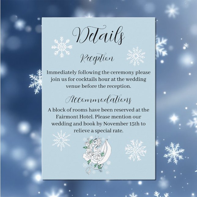 Cartão De Informações Dragão Branco Flocos de Neve Azul (Criador carregado)