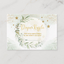 Cartão De Informações Dreamer Greenery Dourada Lua e Estrelas Fralda Raf