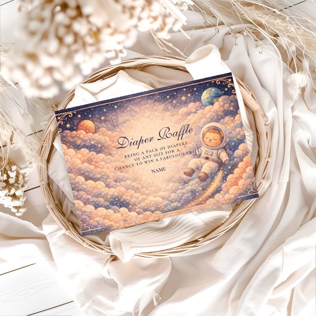 Cartão De Informações Dreamy Astronaut Cloudscape Diapper Raffle  (Criador carregado)