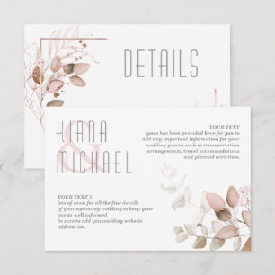 Cartão De Informações Dreamy Foliage Detalhes do Casamento Blush ID817 r