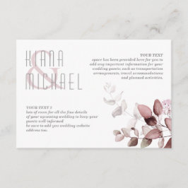 Cartão De Informações Dreamy Foliage Wedding Details Burgundy ID817