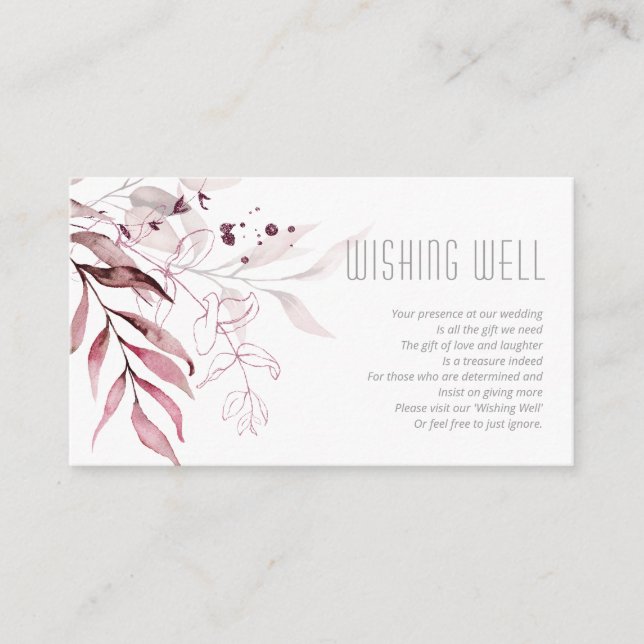 Cartão De Informações Dreamy Foliage Wishing well V2 Burgundy ID817 (Frente)
