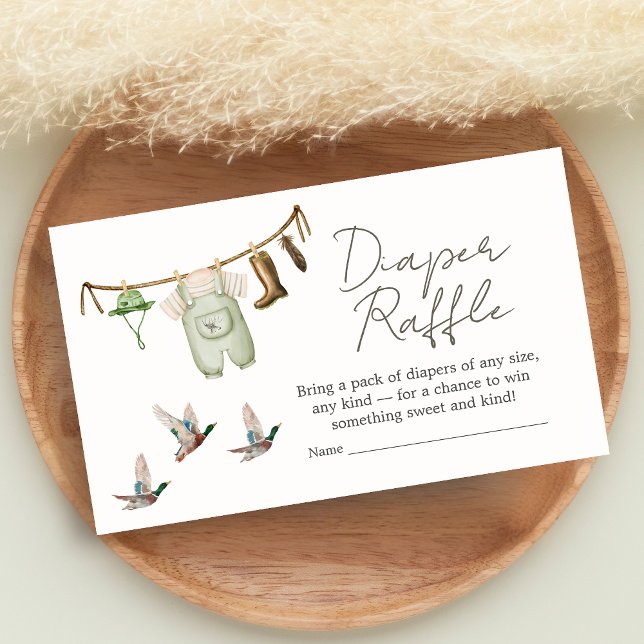 Cartão De Informações Duck Hunting Baby Shower Diaper Raffle (Little Hunter Duck Baby Shower Diaper Raffle)
