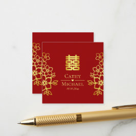 Cartão De Informações Dupla felicidade elegante casamento chinês obrigad