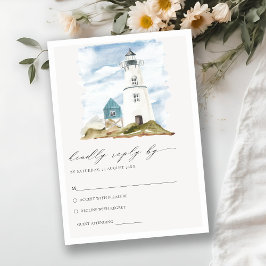 Cartão De Informações Dusky Aqua Lighthouse Mountain Weding RSVP