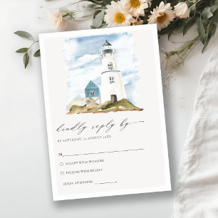 Cartão De Informações Dusky Aqua Lighthouse Mountain Weding RSVP