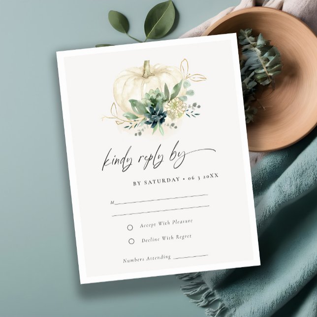 Cartão De Informações Dusky Blue Green - RSVP de Casamento de Abóbora (Criador carregado)