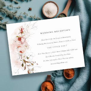 Cartão De Informações Dusky Fall Marsala Blush Recepção de casamento