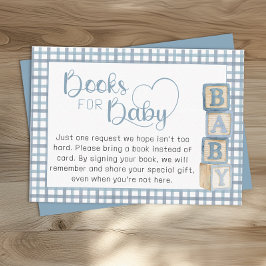 Cartão De Informações Dusty Blue Books for Baby Card Baby Shower Insert