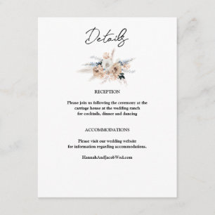 Cartão De Informações Dusty Blue Champagne Floral Boho Weding