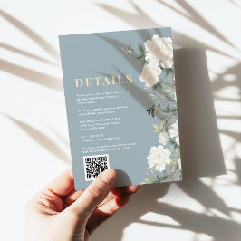 Cartão De Informações Dusty Blue Chinoiserie Flores de Casamento