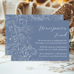 Cartão De Informações Dusty Blue Elegant Floral Weding Honeymoon Fund