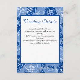 Cartão De Informações Dusty Blue Elegant White Floral Casamento