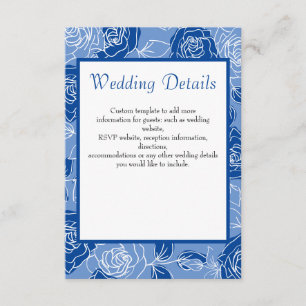 Cartão De Informações Dusty Blue Elegant White Floral Casamento