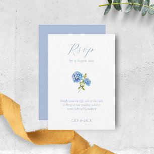 Cartão De Informações Dusty Blue Floral Hydrangea Weding RSVP