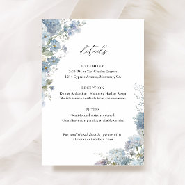 Cartão De Informações Dusty Blue Floral Wedding Details, Info