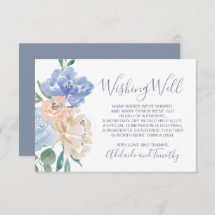 Cartão De Informações Dusty Blue Florals Wishing Casamento Bem