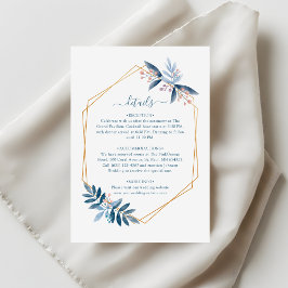 Cartão De Informações Dusty Blue Greenery Geometric Wedding Details